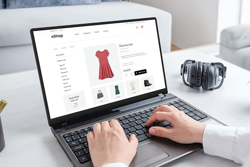 Shopping on laptop