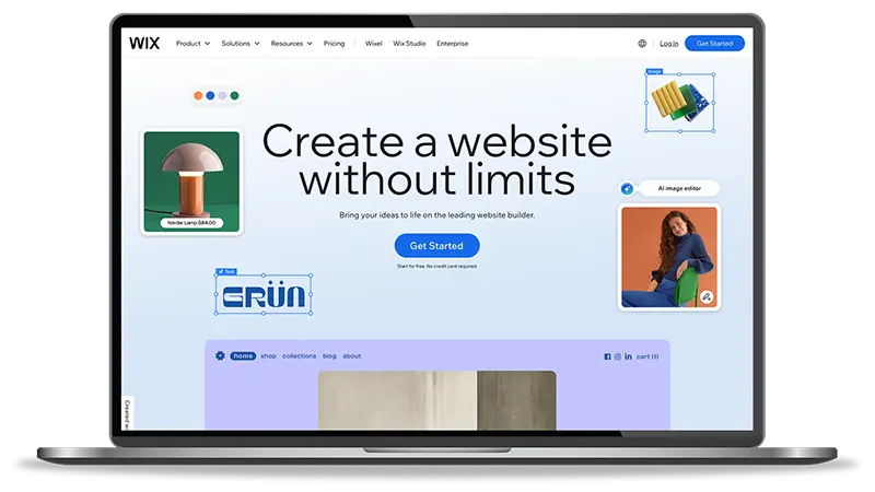 Wix website tool shown on computer screen